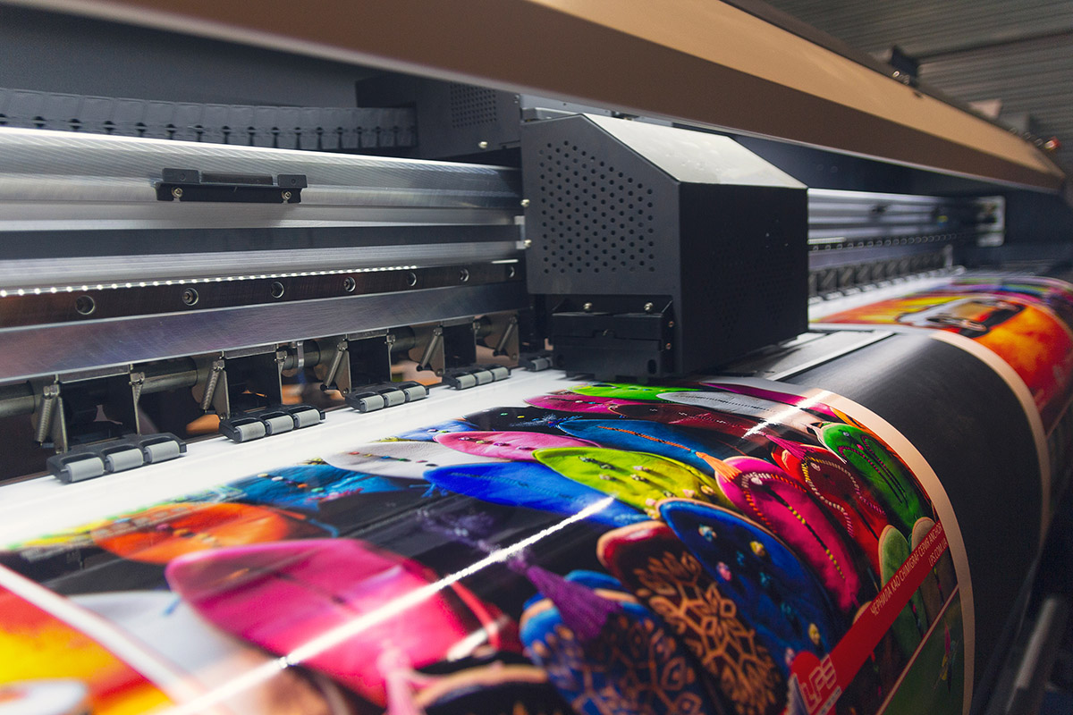 Large format printing machine in operation. Industry